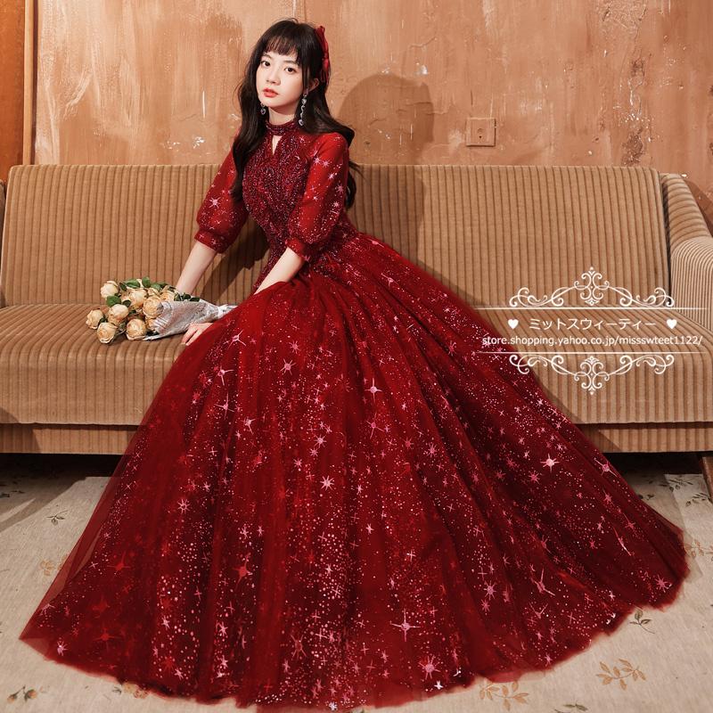 演奏会用ドレス おもろい レッド カラードレス ロングドレス 演奏会用ドレス おもろい レッド カラードレス ロングドレス