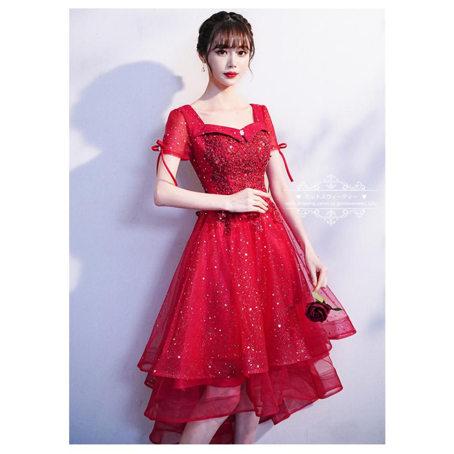 カラードレス 編み上げ マタニティドレス パーティードレス ワイン