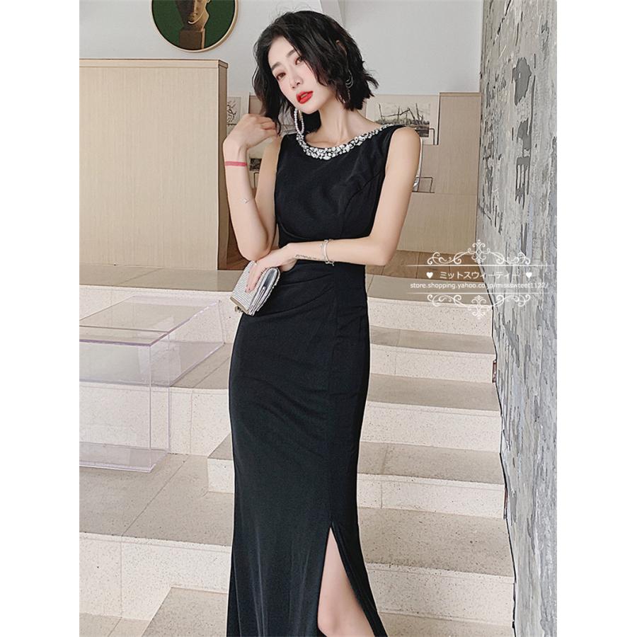 カラードレス イエロー ブラック ファスナー パーティードレス