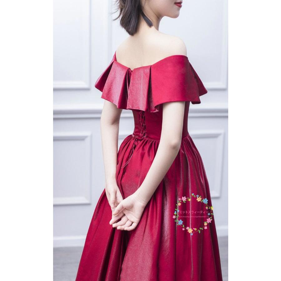 カラードレス 演奏会用ドレス ロングドレス オフショルダー 安い 披露宴 結婚式 イブニングドレス 二次会 花嫁 発表会 フォーマルドレス ウエディングドレス_4