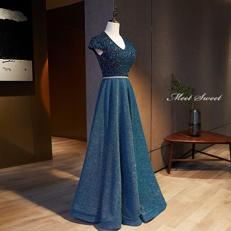 カラードレス 編み上げ ピーコックブルー ロングドレス 結婚式 二次会