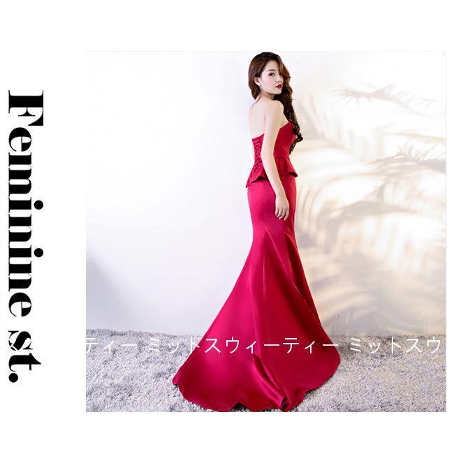 カラードレス ロング 演奏会 8色 ピンク ローズ スリム スリット  