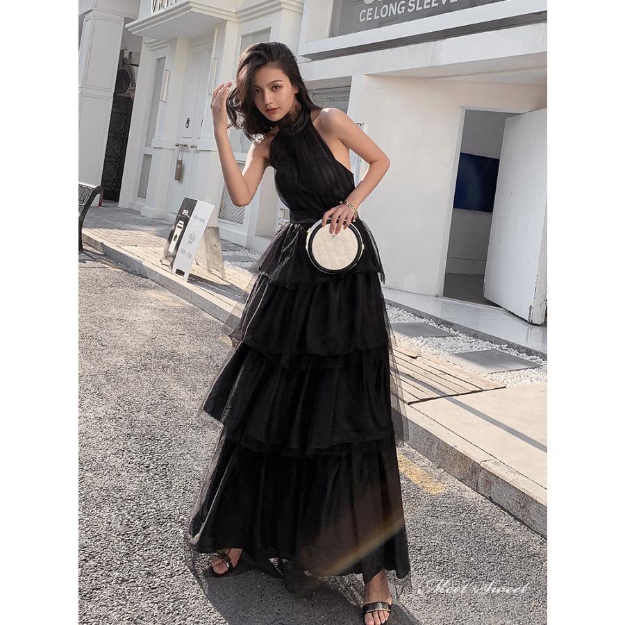 カラードレス ファスナー ブラック パーティードレス ロングドレス