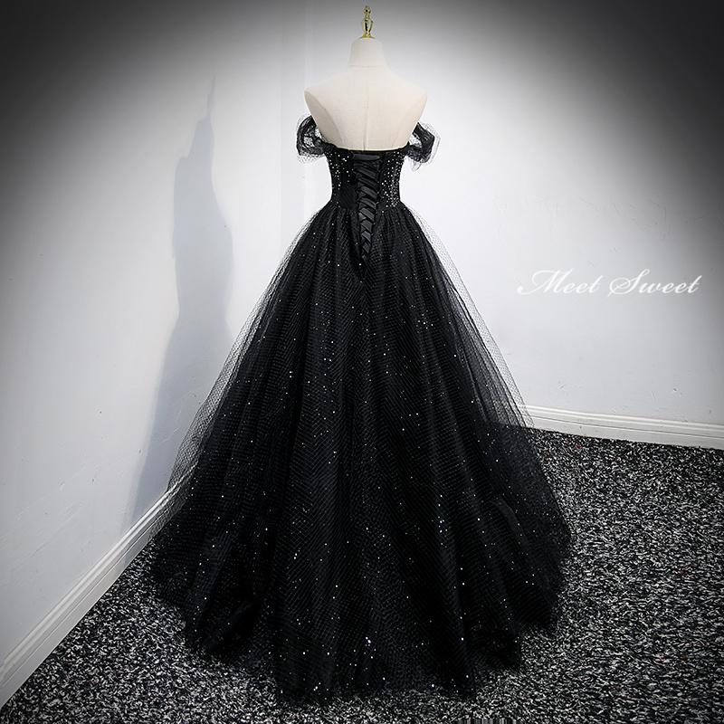 カラードレス 編み上げ ブラック オフショルダー 前撮り ロングドレス 結婚式 二次会 発表会 演奏会 ウェディングドレス ウエディングドレス プリンセスドレス