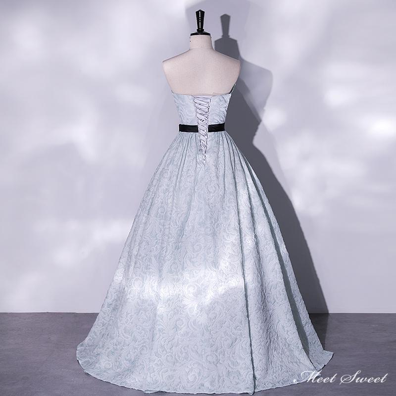 カラードレス 編み上げ ブルー ベアトップ 青 ロングドレス 結婚式  