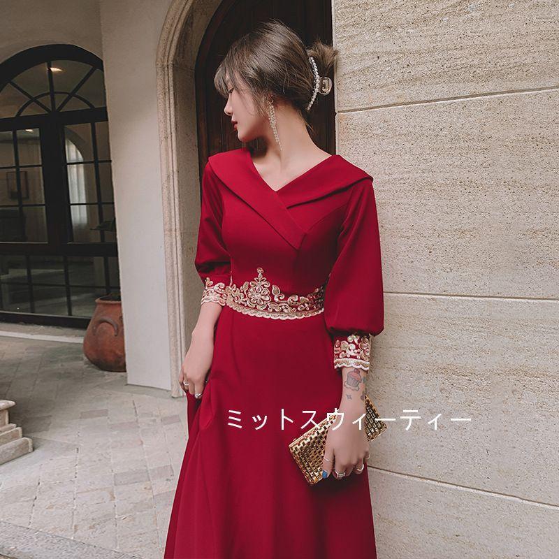 カラードレス 演奏会ドレス 赤 二次会 披露宴 演奏会 発表会 コンサート ワンピース ドレス Vネック 謝恩会 食事会 大人 上品 成人式 卒業式 フォーマルドレス Cd47 ミットスウィーティー 通販 Yahoo ショッピング