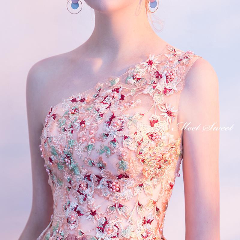 カラードレス ロングドレス ピンク ワンショルダー 演奏会ドレス