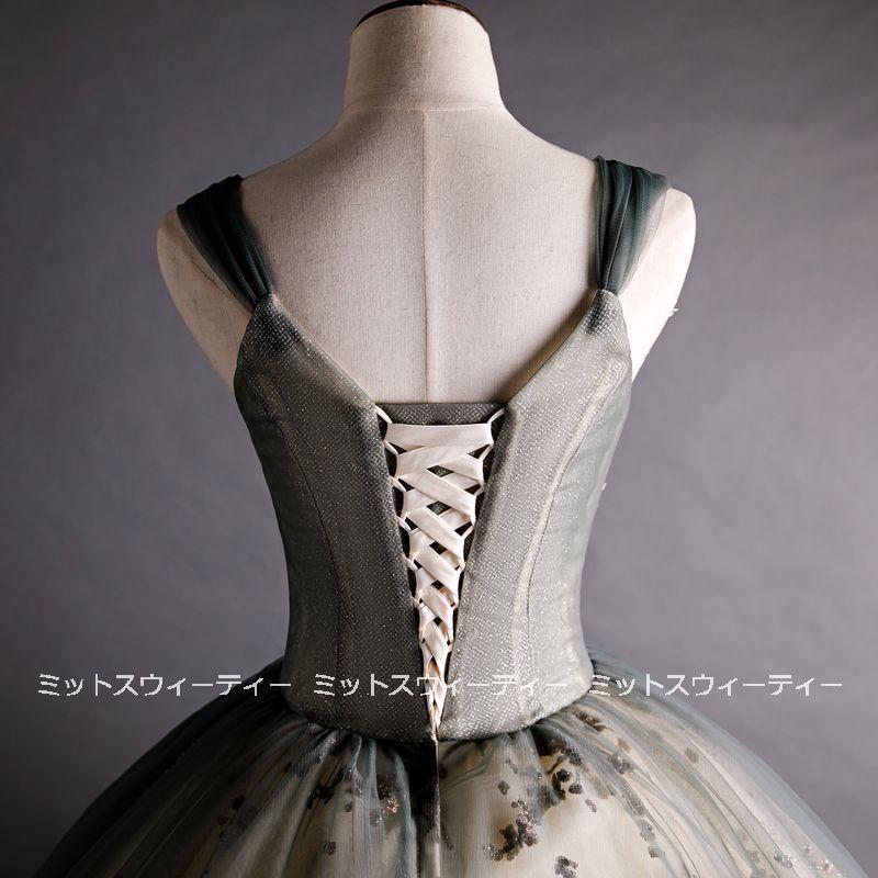 カラードレス 演奏会用ドレス ロングドレス グリーン 濃緑 フォーマルドレス 結婚式 イブニングドレス 二次会 発表会 コンサート コンクール 舞台 ステージ衣装の画像