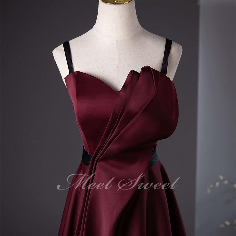 カラードレス Aラインドレス 袖なし ワインレッド 赤 編み上げ ロング