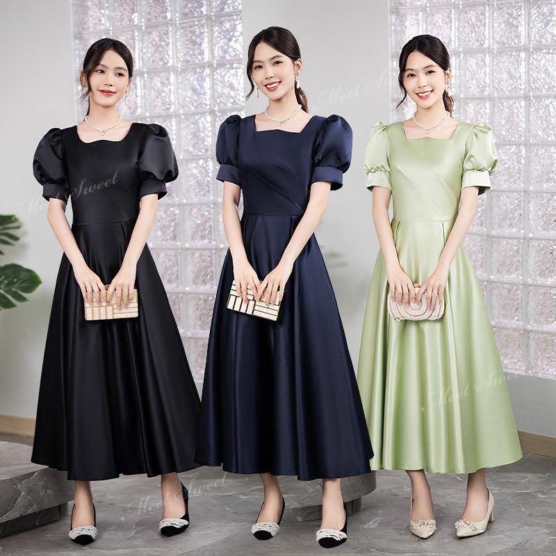 カラードレス　カクテルドレス　ネイビー　7号 11号　マタニティ　ウェディング カラードレス パーティードレス ブラック ネイビー グリーン お呼ばれ