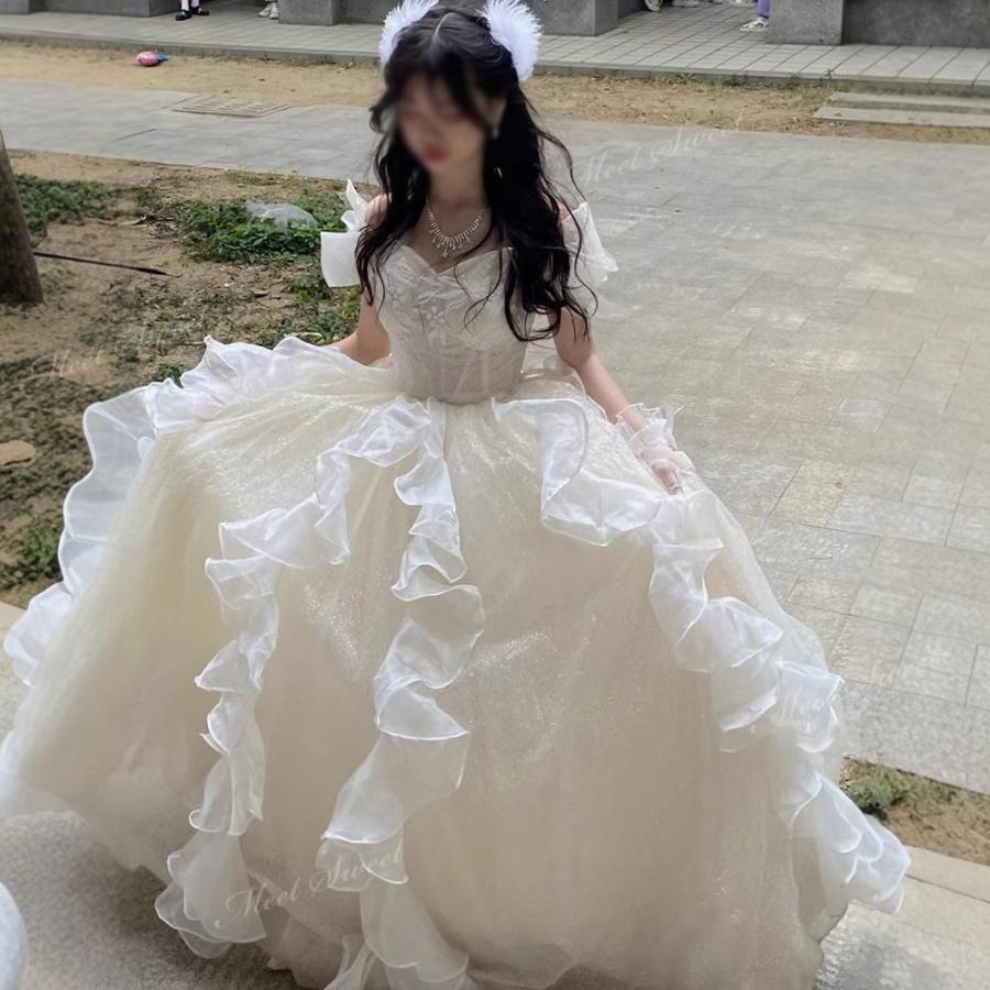 ウェディングドレス プリンセス カラードレス シャンパン 結婚式