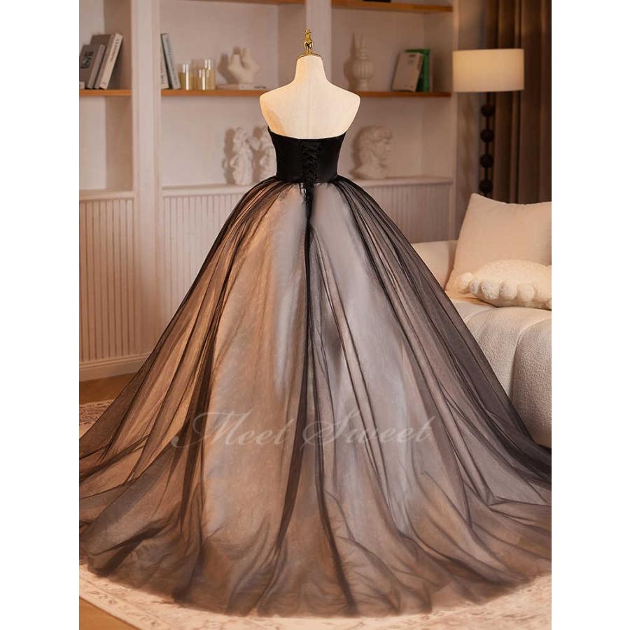 カラードレス ブラック ベアトップ 演奏会 発表会 二次会 花嫁