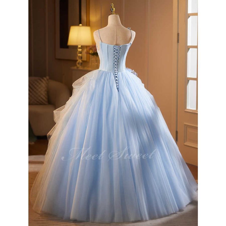 カラードレス ライトブルー ノースリーブ 演奏会 発表会 二次会 花嫁