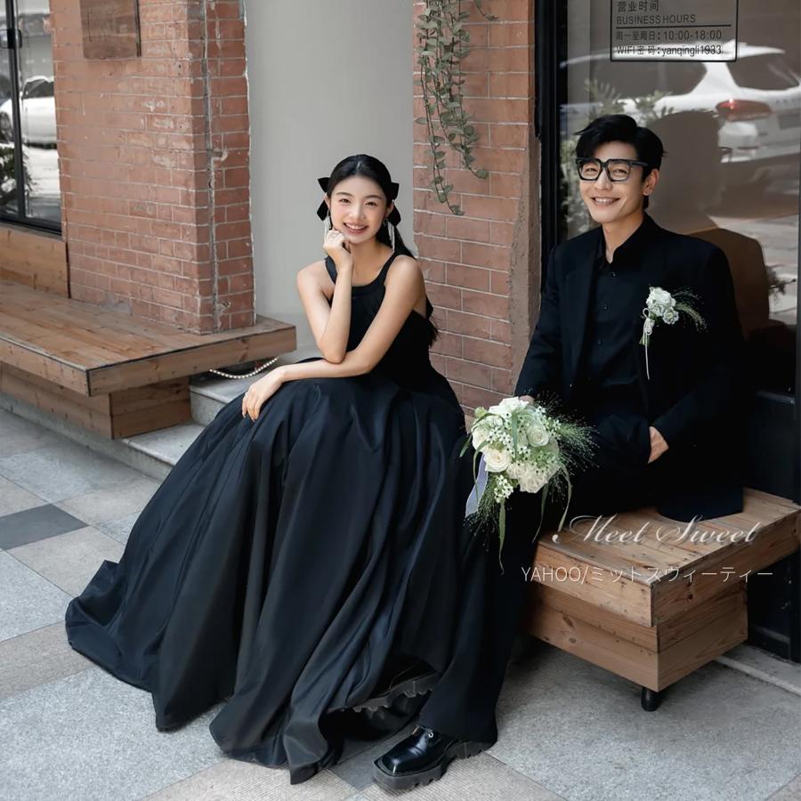 結婚式 ホルターネック ドレス 黒 ブラックドレス 前撮り 結婚式
