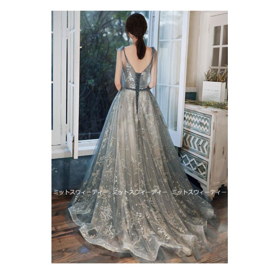 カラードレス パーティードレス 演奏会 トレーン 二次会 ロングドレス