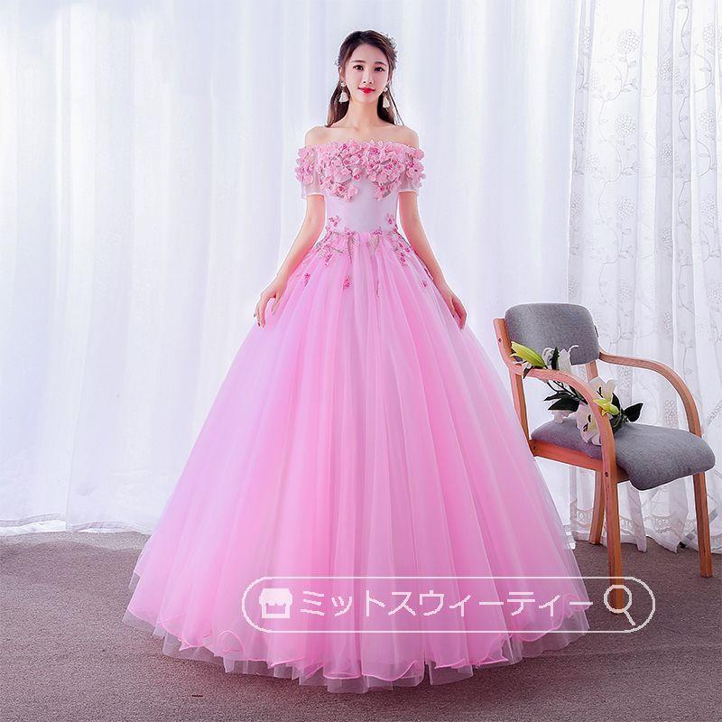 ウェディングドレス グレー ブルー ピンク 演奏会 カラードレス