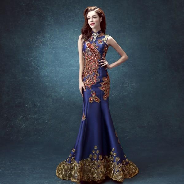 マーメイドドレス 青 ロング カラードレス 花嫁 安い カクテルドレス