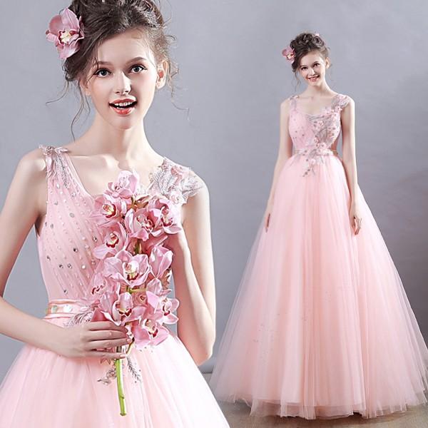 人気絶頂 ロングドレス パーティードレス 安い カラードレス ピンク イブニングドレス 演奏会 花嫁 フォーマルドレス 結婚式 ブライズメイドドレス Aラインドレス 二次会 100 安心保証 Www Skylanceronline Com