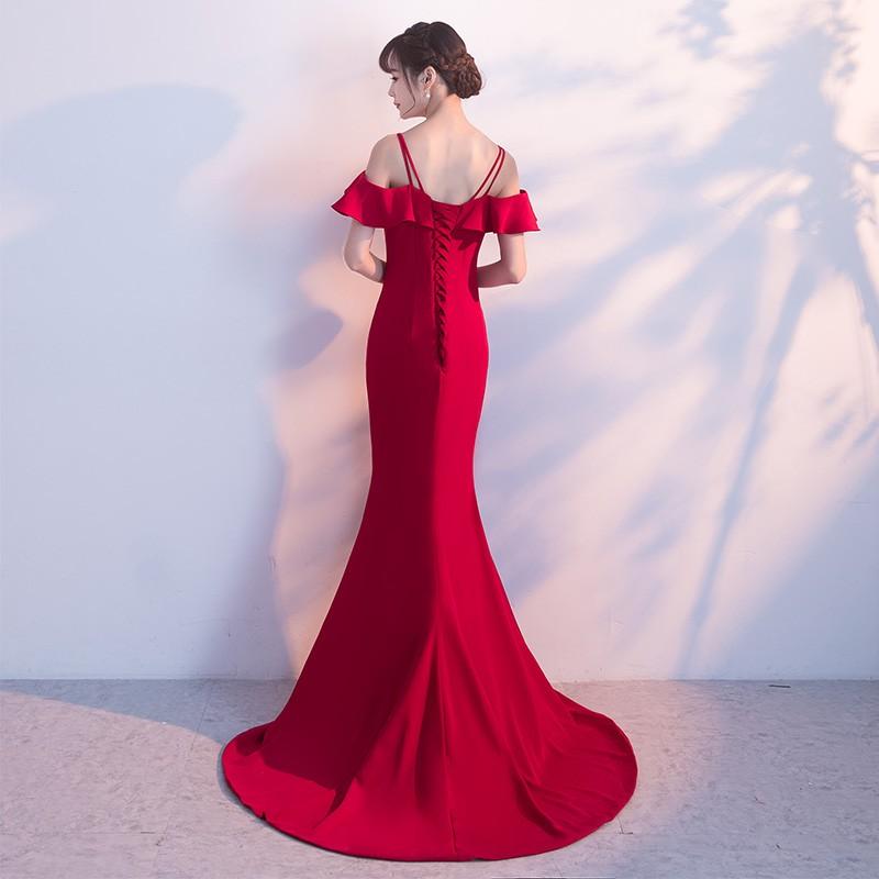 在庫限りセール 結婚式 ウェディング 演奏会 司会用 上品 優雅 ドレス ワンピース 赤0 待望の再販