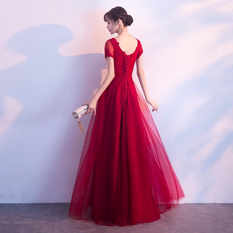ロングドレス 演奏会 安い カラードレス 赤 花嫁 カクテルドレス 結婚