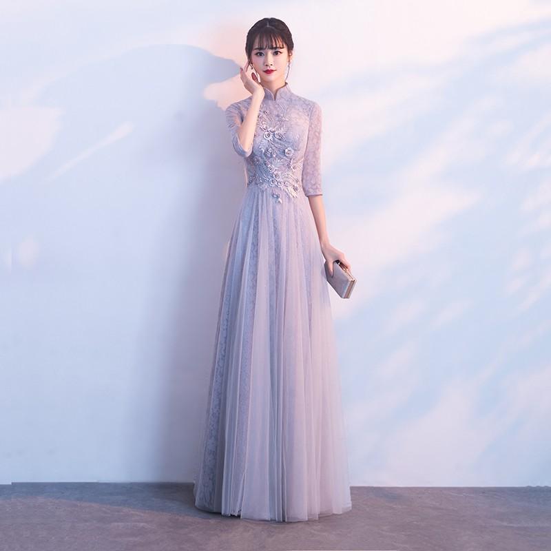 ロングドレス 安い 演奏会 カラードレス 二次会 パーティードレス 長袖