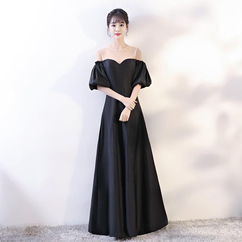カラードレス 黒 安い ロングドレス 演奏会 袖ありカクテル カラードレス 黒 安い ロングドレス 演奏会 袖ありカクテル