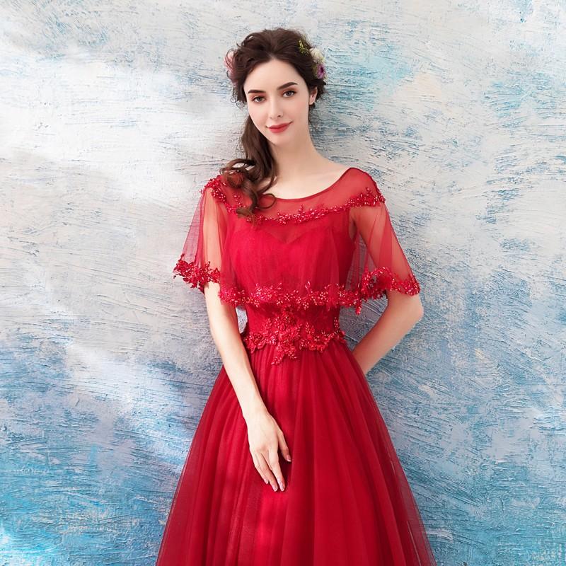 カラードレス 赤 安い ロングドレス 演奏会 イブニングドレス 花嫁