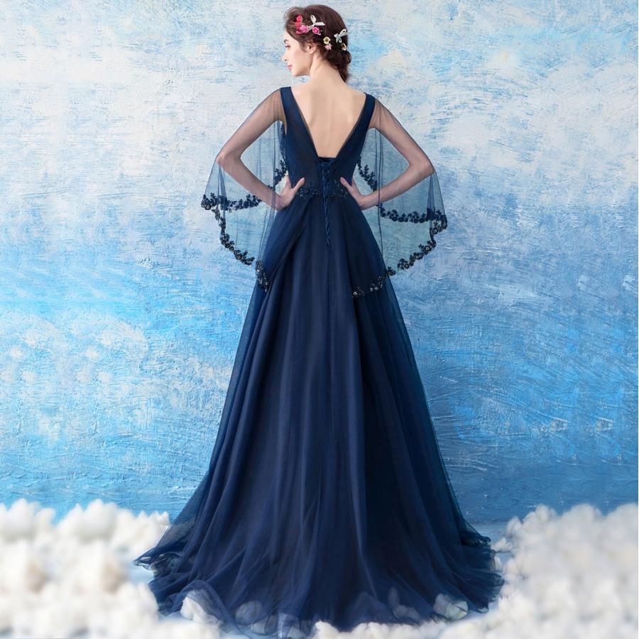 カラードレス 演奏会 青 ロングドレス 安い 結婚式 イブニングドレス