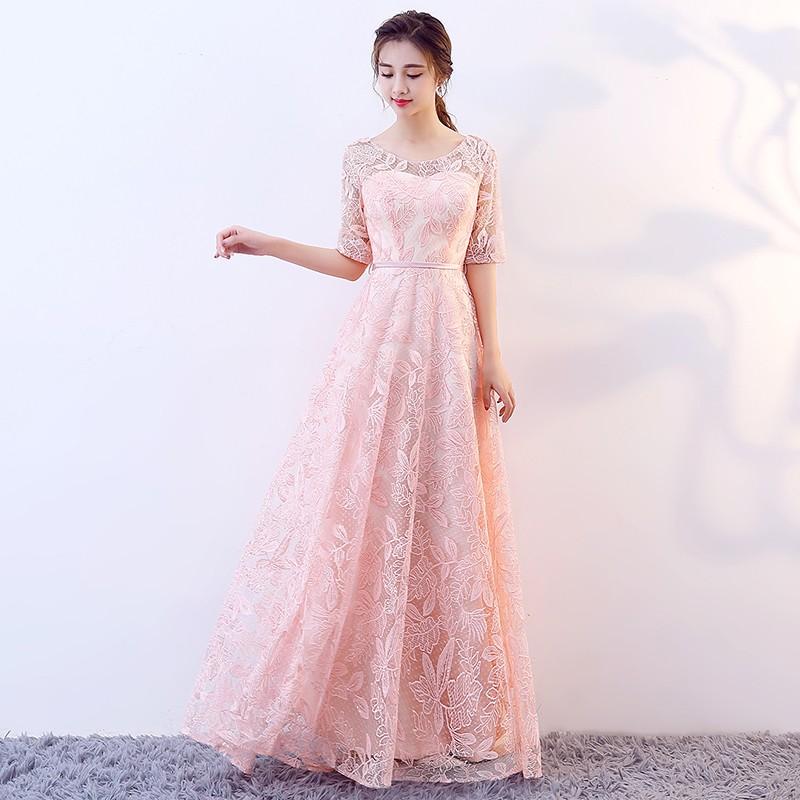 カラードレス ピンク 演奏会 ロングドレス 半袖 安い パーティードレス 結婚式 花嫁 フォーマルドレス 二次会 イブニングドレス コンサート カラードレス ピンク 演奏会 ロングドレス 半袖 安い パーティードレス