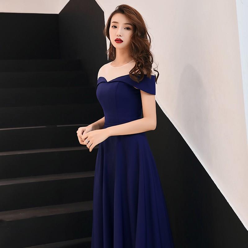 ジュネビビアン 高級 ロングドレス オーガンジー 演奏会 パーティー 青