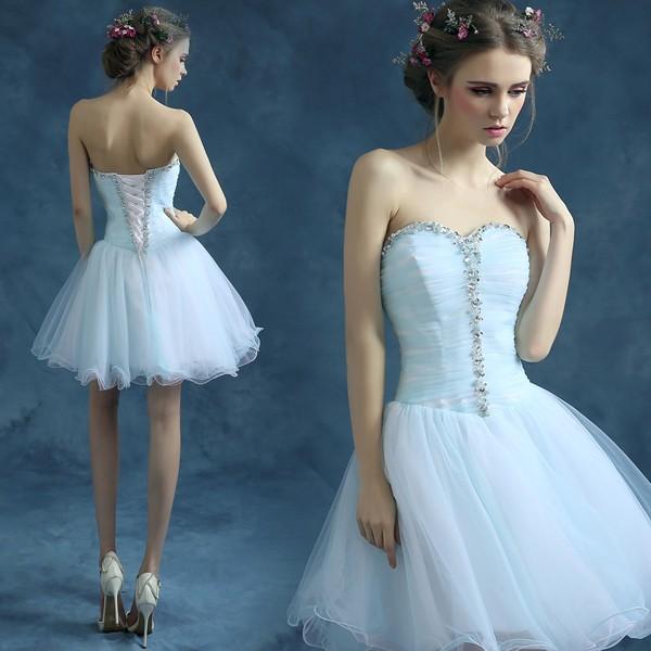 ミニドレス 安い カラーミニドレス ブルー 披露宴 花嫁 パーティードレス ミニ 二次会 コンサート 結婚式 ブライダル 演奏会 ウェディングミニドレス 発表会