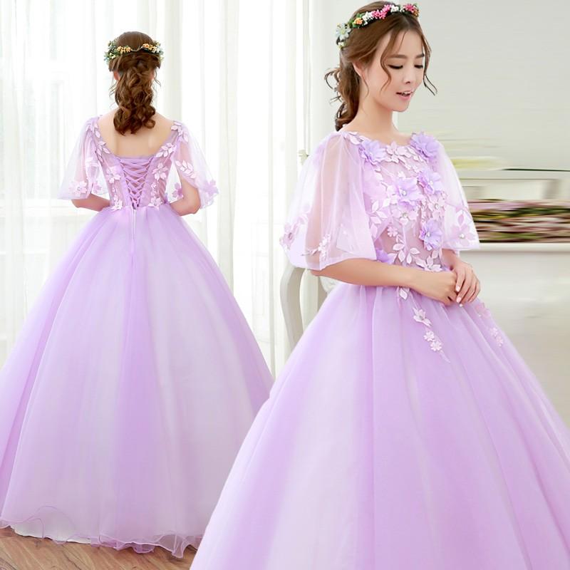 ウエディングドレス カラードレス 半袖 コンサート 安い ロングドレス  