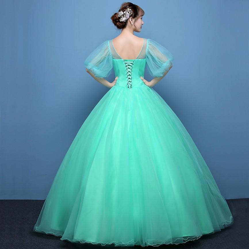 カラードレス 袖あり ロングドレス 演奏会 パーティードレス  