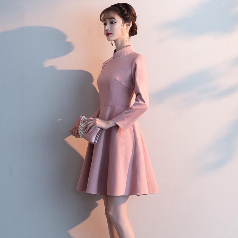 チャイナドレス ミニドレス ピンク チャイナドレス風ワンピース 長袖 パーティー ショート丈 チャイナ服 レディース 大きいサイズ 秋冬 Dqp005 ミットスウィーティー 通販 Yahoo ショッピング