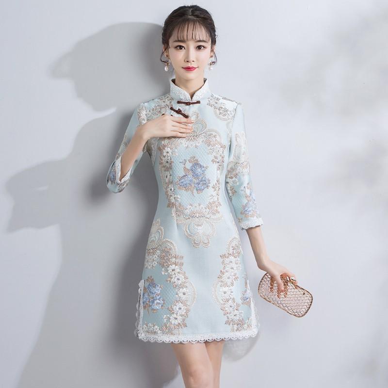 チャイナドレス ショート丈 チャイナドレス風ワンピース チャイナ服 長袖 ドレス 花柄 パーティー 秋冬 レディース 大きいサイズ Dqp012 ミットスウィーティー 通販 Yahoo ショッピング
