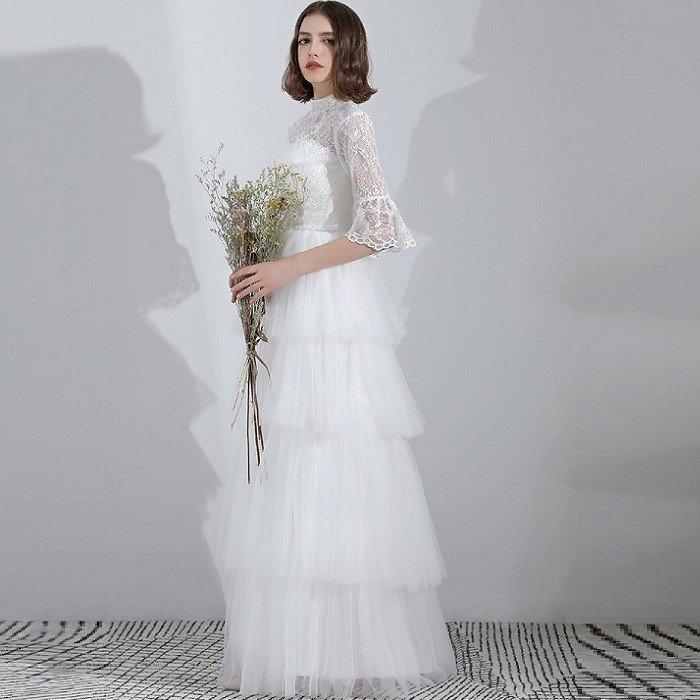 Aラインドレス ウェティグドレス ロングドレス 結婚式 パーティードレス 安い 大きいサイズ 二次会 海外挙式 花嫁 ドレス 袖あり カラードレス パーティードレス ロングドレス ウェティグドレス 結婚式 Aライン