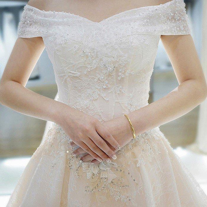 Aラインドレス ウェティグドレス ロングドレス 結婚式 パーティードレス 安い 大きいサイズ 二次会 海外挙式 花嫁 ドレス 袖あり カラードレ トレーンの画像