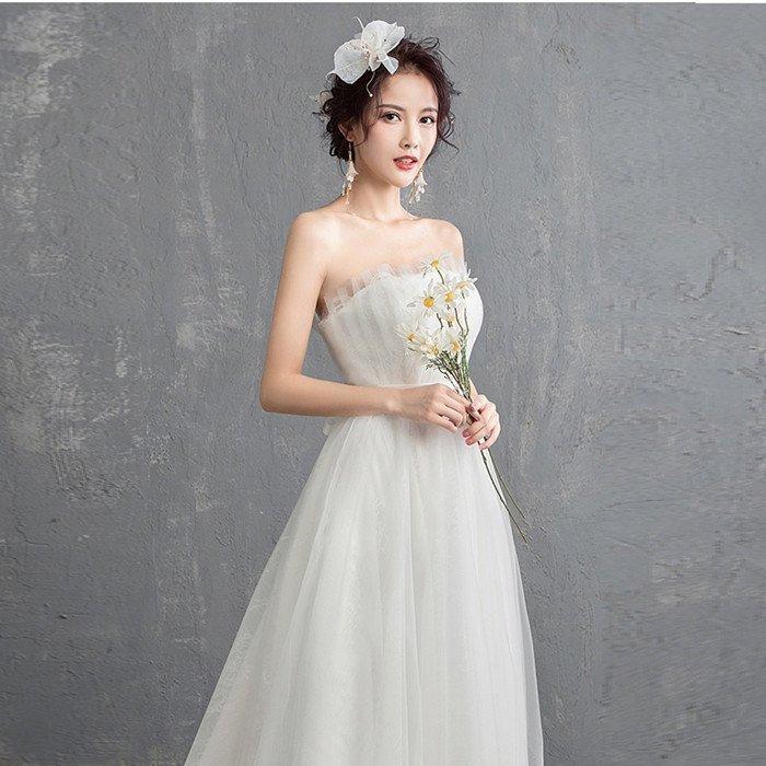 パーティードレス ロングドレス ウェティグドレス 結婚式 Aラインドレス 安い 大きいサイズ 二次会 海外挙式 花嫁 ドレス 花嫁 白 ワンピース エンパイア_4