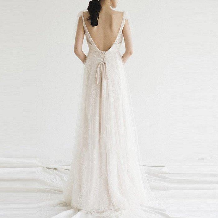 Aラインドレス パーティードレス ウェティグドレス ロングドレス 結婚式 二次会 海外挙式 花嫁 安い 大きいサイズ 発表会 おしゃれ 前撮り 披露宴 トレーン_2
