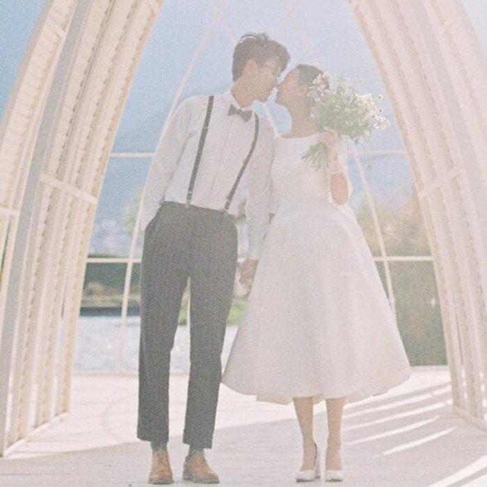 長袖 ミモレ丈 ウェディグドレス 二次会 花嫁 パーティドレス 結婚式 白 ワンピース 演奏会 大きいサイズ 小さいサイズ ドレス 発表会 安い 前撮り_1
