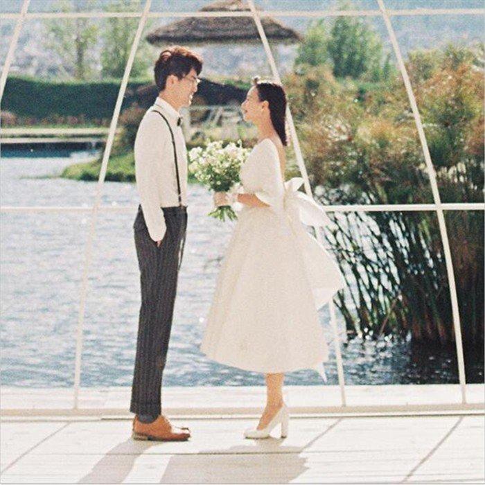 長袖 ミモレ丈 ウェディグドレス 二次会 花嫁 パーティドレス 結婚式 白 ワンピース 演奏会 大きいサイズ 小さいサイズ ドレス 発表会 安い 前撮り_2