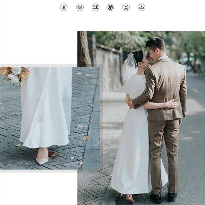 半袖 ミモレ丈 ウェディグドレス 二次会 花嫁 パーティドレス 結婚式