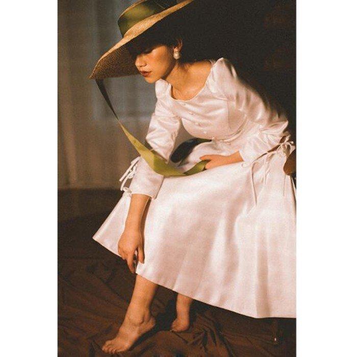 長袖 ミモレ丈 ウェディグドレス 二次会 花嫁 パーティドレス 結婚式