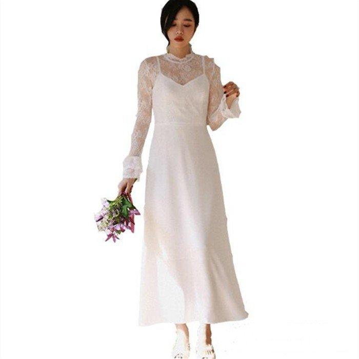 長袖 ミモレ丈 ウェディグドレス 二次会 花嫁 パーティドレス 結婚式