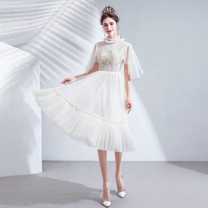 全国宅配無料 半袖 ミモレ丈 ウェディグドレス 二次会 花嫁 パーティドレス 結婚式 白 ワンピース 演奏会 大きいサイズ 小さいサイズ ドレス 発表会 安い お呼びばれ 時間指定不可 Www Aqtsolutions Com