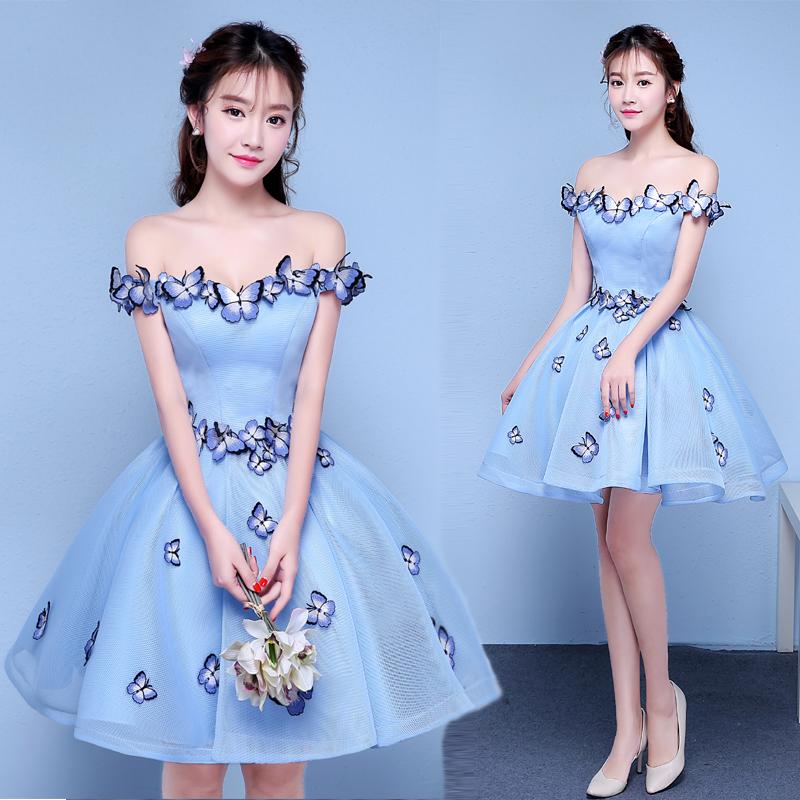 パーティードレス ひざ丈 花柄 オフショルダー 結婚式 ワンピース 大きいサイズ 二次会 謝恩会 同窓会 発表会 大人 フォーマル 代 30代 40代 食事会 青 Ds1116 ミットスウィーティー 通販 Yahoo ショッピング