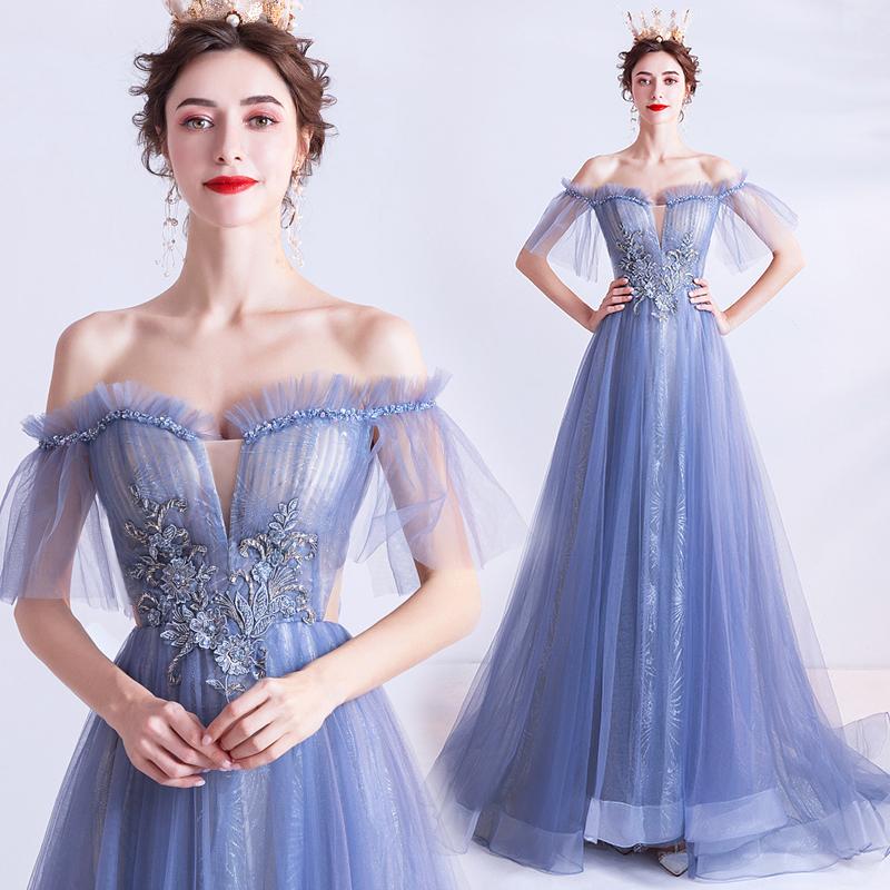 超目玉 期間限定 ロングドレス 演奏会 大人 ドレス マキシ丈 パーティードレス 結婚式ドレス 発表会 ウェディング 二次会 成人式 お呼ばれドレス ブルー イブニングドレス クリアランスバーゲン 期間限定開催 Www Skylanceronline Com