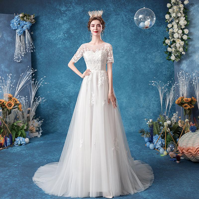 ウエディングドレス 前撮り 後撮り 白 半袖 フォトウエディング A