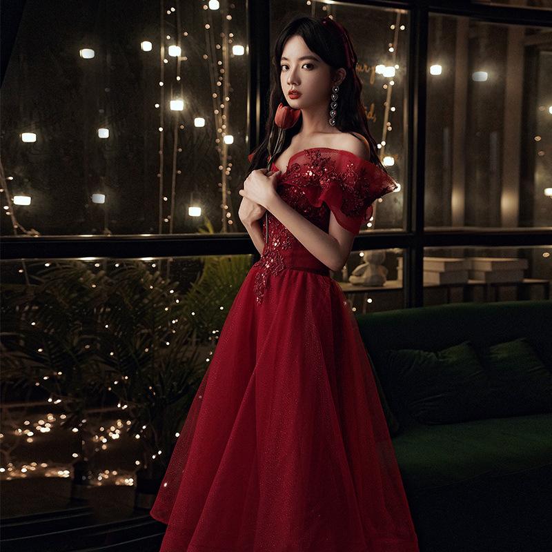 パーティードレス イブニングドレス ミモレ丈スカート 演奏会 結婚式  