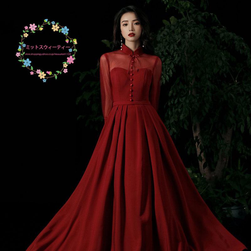 ロングドレス 演奏会 パーティードレス ロング ドレス 赤 結婚式 発表会 安い 大きいサイズ フォーマル マキシ丈 半袖 袖付き 袖あり 代 30代 40代 Ds486 ミットスウィーティー 通販 Yahoo ショッピング